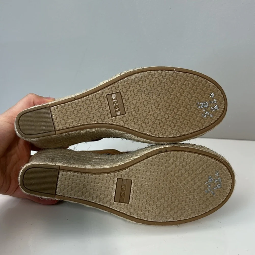 Toms Monica Wedge Espadrille Global Woven Sandals Size 9.5 Boho Hippie Festival